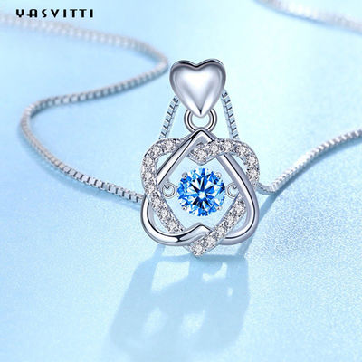 1.2x2 cm 2.2g Sterling Silver Jewelry Necklaces S925 Heart Six Pointed Star Necklace