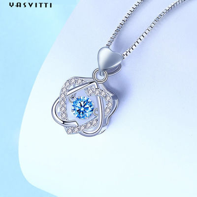 1.2x2 cm 2.2g Sterling Silver Jewelry Necklaces S925 Heart Six Pointed Star Necklace