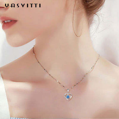 210mm 0.15oz 14k Emas Batu Permata Kristal Kalung Festival Perak Liontin Hati ODM