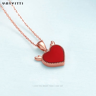 3 gram 15.7in Sterling Silver Hati Liontin Kalung Trendi Tanduk Rusa Kalung Hati