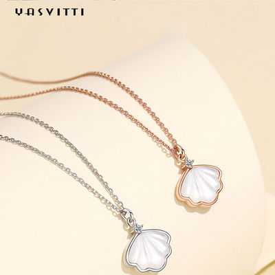 Kalung Rantai Klavikula Alami Mutiara Shell 925 Sterling Silver Necklace​