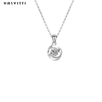 Mewah Geometris Sterling Silver Kalung Biru Topaz Batu Liontin Kalung Perhiasan