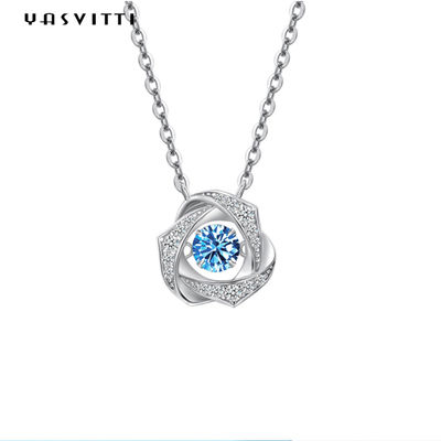 2g Tunangan 18k Sterling Silver Liontin Kalung Cubic Zirconia Kalung 1.64ft