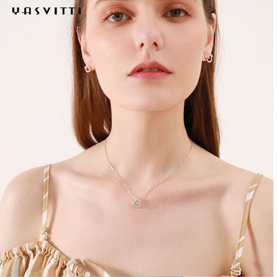 2g Tunangan 18k Sterling Silver Liontin Kalung Cubic Zirconia Kalung 1.64ft