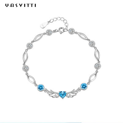 6.2g 0.21m Sterling Silver Perhiasan Gelang Hias Geometris 925 Blue Topaz Gelang