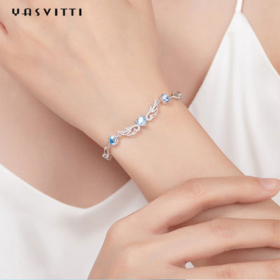 6.2g 0.21m Sterling Silver Perhiasan Gelang Hias Geometris 925 Blue Topaz Gelang