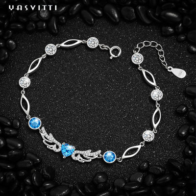 6.2g 0.21m Sterling Silver Perhiasan Gelang Hias Geometris 925 Blue Topaz Gelang