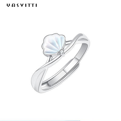 0.14cm 1.8g Sterling Silver Jewelry Rings Shell Shaped Party 925 Silver Ring