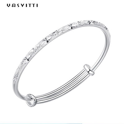 9.84in 0.16oz Sterling Silver Jewelry Bracelet Push Pull Womens Adjustable Bracelet