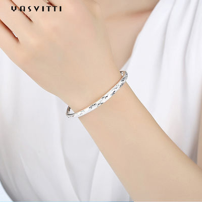 9.84in 0.16oz Sterling Silver Jewelry Bracelet Push Pull Womens Adjustable Bracelet