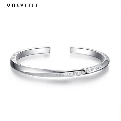 0.06m 4.5g Pasangan Manset Gelang Sterling Silver Bangle Gelang ODM