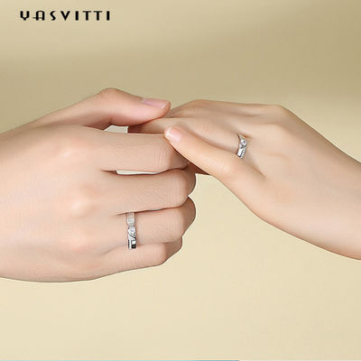 Cincin Berlian Zirkon Hypoallergenic 0.21cm 1.9g Cincin Pernikahan Pasangan