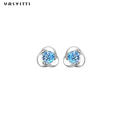 925 Sterling Silver Clover Zircon Earrings Bunga Zircon Stud Earrings Simple Clover Diamond Earrings