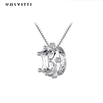 6.3in 3 Gram Sterling Silver Perhiasan Kalung 5A Cubic Zircon Crown Liontin Kalung