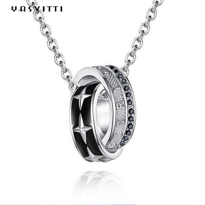 Perhiasan Stainless Steel Horsewhip 0.1oz 2.6ft Double Ring Liontin Kalung 316L