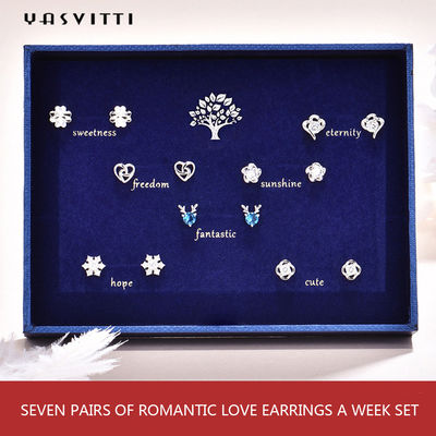 92.5% 1.5g Antler Sterling Silver Jewelry Set SGS Love Earring Set Tanduk Biru