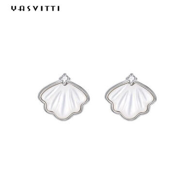 0.25oz 0.07cm Sterling Silver Earrings 14K Emas Disepuh Silver Shell Earrings