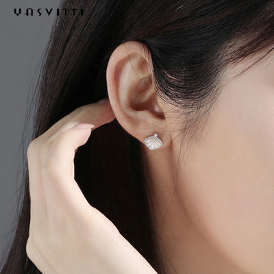 0.25oz 0.07cm Sterling Silver Earrings 14K Emas Disepuh Silver Shell Earrings