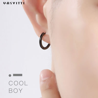 0.07oz 0.12cm Sterling Silver Jewelry Earrings 316L Mens Stainless Steel Hoop Earrings