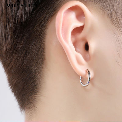 0.07oz 0.12cm Sterling Silver Jewelry Earrings 316L Mens Stainless Steel Hoop Earrings