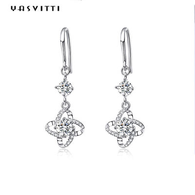 0.31x0.39in ZC Sterling Silver Jewelry Earrings Hypoallergenic Four Leaf Clover Earring