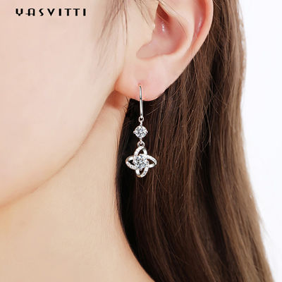0.31x0.39in ZC Sterling Silver Jewelry Earrings Hypoallergenic Four Leaf Clover Earring