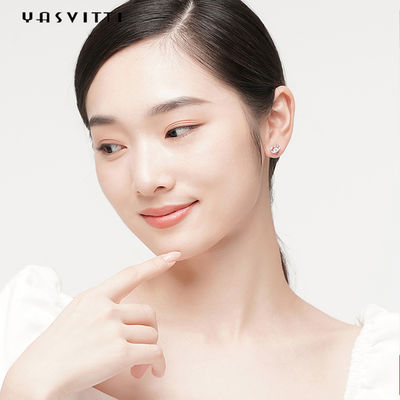 2.87g 0.39in Sterling Silver Heart Stud Earrings ODM Putih 925 Sterling Silver Stud