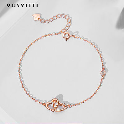 ODM 7.8in 304 SS Slider Gelang Perak 18k Rose Gold Gelang Hati Terbuka