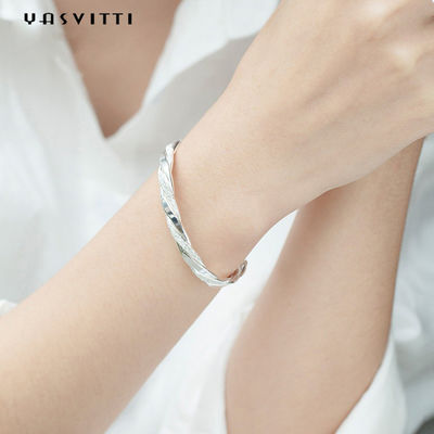 3g 13cm Twist Cuff Gelang Berlapis Rhodium CZ 925 Gelang Perak