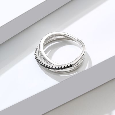 2.1g 0.172cm Sterling Silver Jewelry Rings 5A CZ Triple Diamond Ring SGS