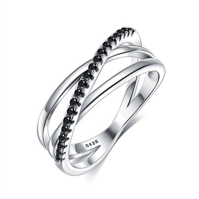 2.1g 0.172cm Sterling Silver Jewelry Rings 5A CZ Triple Diamond Ring SGS