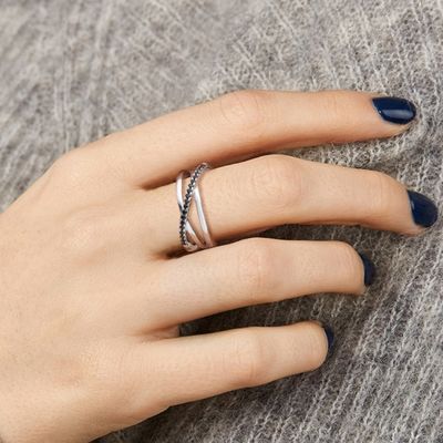2.1g 0.172cm Sterling Silver Jewelry Rings 5A CZ Triple Diamond Ring SGS