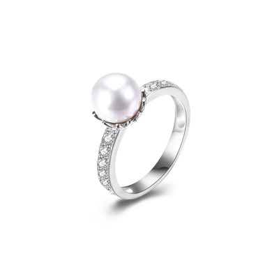 15.8mm 1.38 Gram Cincin Berlian Berbentuk Mutiara ODM Tunangan Cincin Perak Sterling