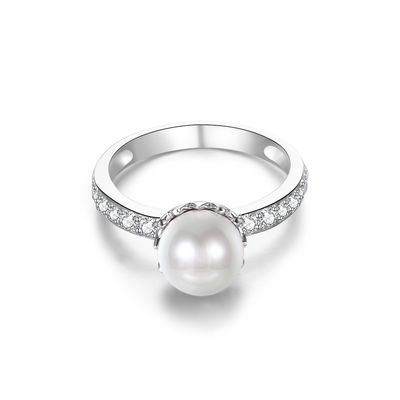 15.8mm 1.38 Gram Cincin Berlian Berbentuk Mutiara ODM Tunangan Cincin Perak Sterling