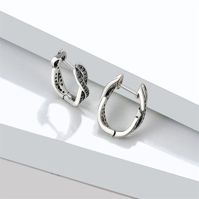 0.5in 1.7g Braided Hoop Earrings Twist Brincos Sterling Silver Studs Party ODM