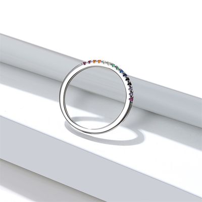 21.1mm 1.2g Sterling Silver Jewelry Rings ODM Lead Free Rainbow Color Ring