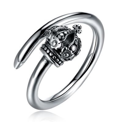 1.39g 17.3mm Cincin Pertunangan Berbentuk Mahkota Hypoallergenic Cluster Cincin Perak Asli