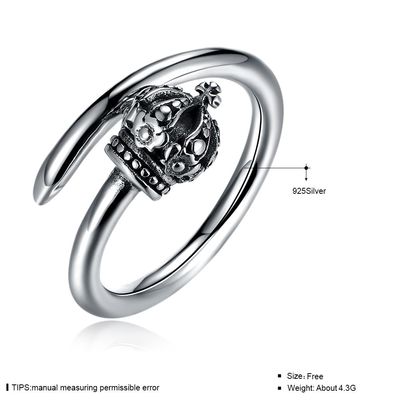 1.39g 17.3mm Cincin Pertunangan Berbentuk Mahkota Hypoallergenic Cluster Cincin Perak Asli
