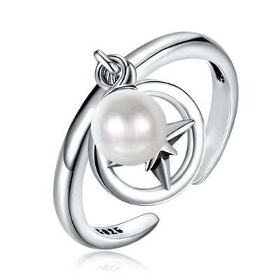 Membuka Ukuran Disesuaikan 925 Sterling Silver Mountable Pearl Pendant Ring