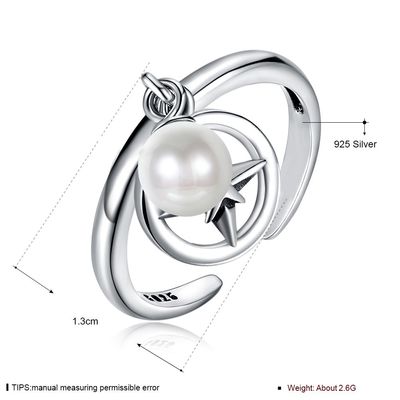 Membuka Ukuran Disesuaikan 925 Sterling Silver Mountable Pearl Pendant Ring