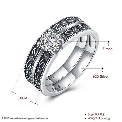 Kualitas Tinggi Klasik 925 Sterling Silver Diamond Studded Cluster Cincin Pernikahan Pertunangan Set