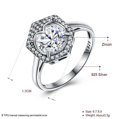 Perhiasan Mewah Cincin Pernikahan Pasangan S925 Perak Delapan Hati Delapan Panah Cincin Berlian Zirkon