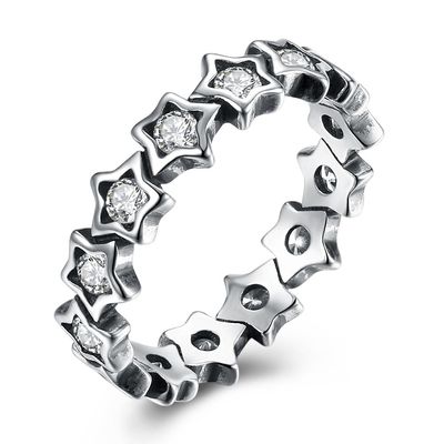 925 Sterling Silver Rings Diaspal Cubic Zircon Bintang Jari Cincin untuk Wanita Perhiasan Perak Hadiah Hari Ibu