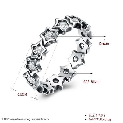 925 Sterling Silver Rings Diaspal Cubic Zircon Bintang Jari Cincin untuk Wanita Perhiasan Perak Hadiah Hari Ibu
