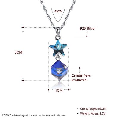 5A 3.7g 45cm Cubic Zirconia Star Necklace ODM Sterling Silver Diamond Necklace