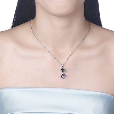 5A 3.7g 45cm Cubic Zirconia Star Necklace ODM Sterling Silver Diamond Necklace