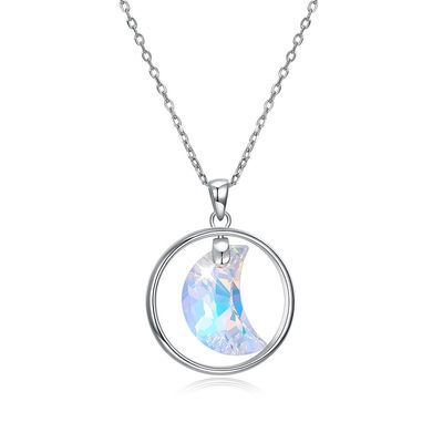 ODM 3.3g 2.8cm Sterling Silver Jewelry Kalung Bulan Klavikula Rantai Kalung