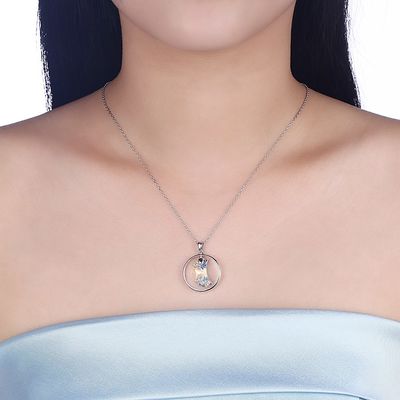 ODM 3.3g 2.8cm Sterling Silver Jewelry Kalung Bulan Klavikula Rantai Kalung