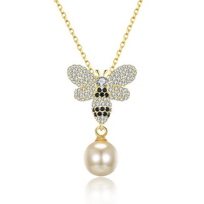 Fashion ODM Butterfly Crystal 0.27in Pearl 3.93g Sterling Silver Jewelry Necklaces