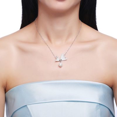 10mm Kupu-kupu Mutiara Air Tawar 14.7 '' 6.1g Rantai Sterling Silver Jewelry Necklaces